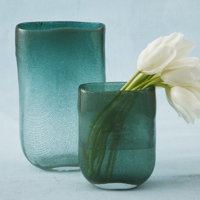 Turquoise Oval Vase Small Beach Style Vases san francisco by