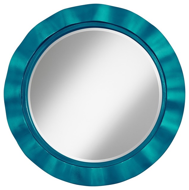 Turquoise Metallic 32" Round Brezza Wall Mirror Contemporary Mirrors