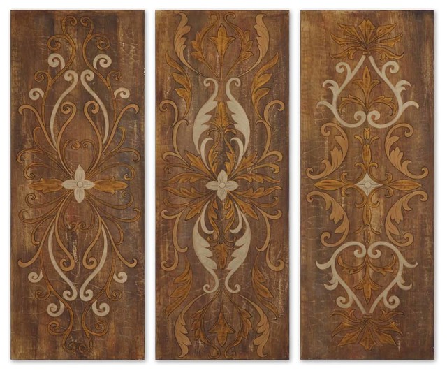 Grace Feyock Elegant Swirl Panels Traditional Wall Art X96123