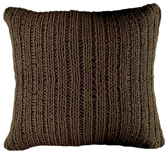 Solid Cable Knit Pillow, Brown traditional-decorative-pillows