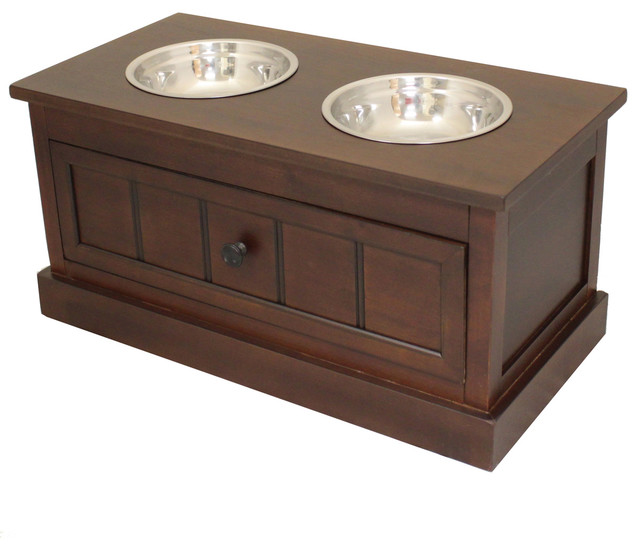 Malibu Mahogany Wood Feeder With Storage Drawer Pet Supplies by