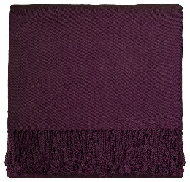 Solid Bamboo 50 x 70 Plum Throw Contemporary Throws by