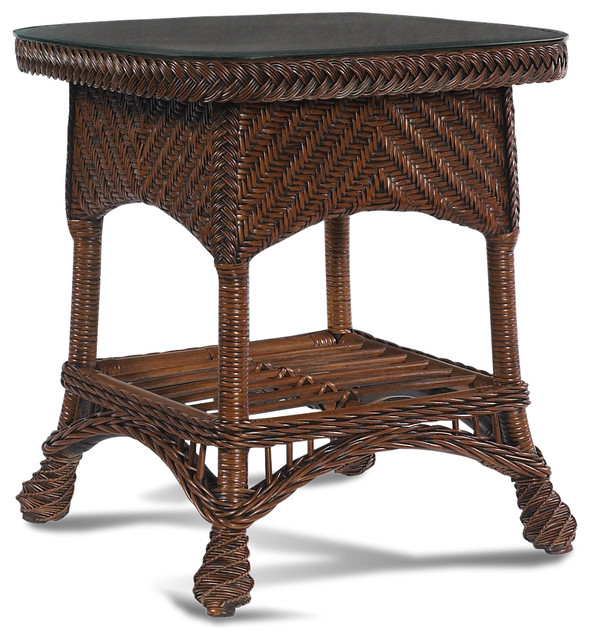 Casablanca Wicker Rattan End Table Tropical Furniture new york