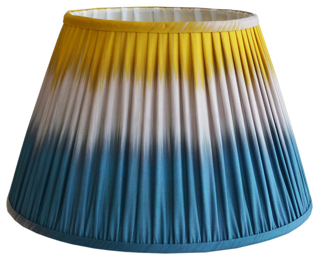 Teal/Yellow Wave Ikat Pleated Lampshades
