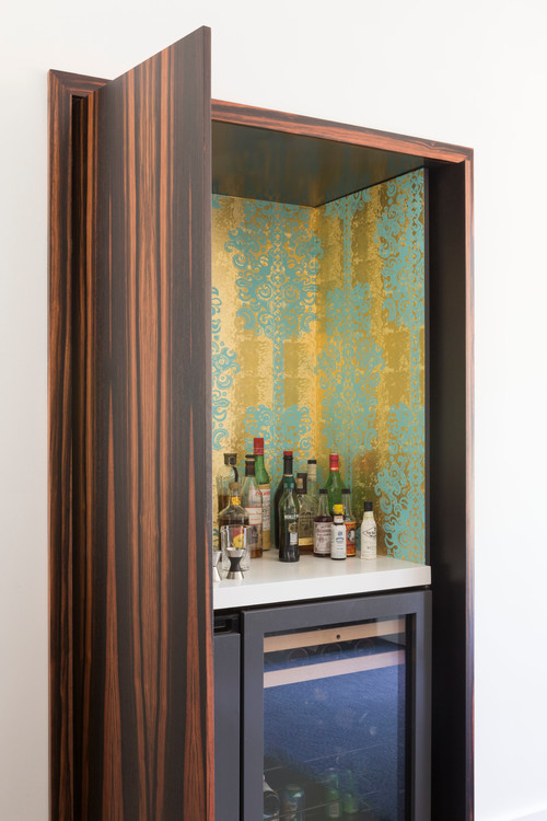 Eclectic Wallpapered Bar