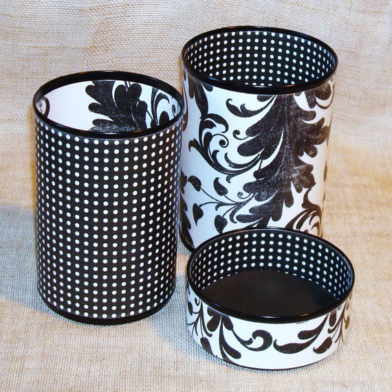 Black and White Pen and Pencil Holder Contemporary Desk Accessories by Etsy