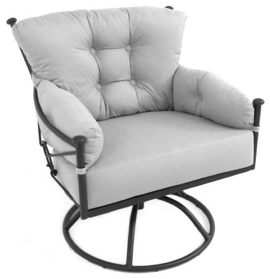 Meadowcraft Grayson Wrought Iron Swivel Rocker Patio Club Chair Modern Armchairs And Accent