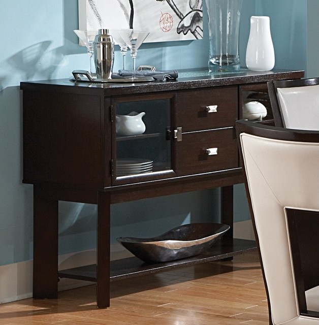 Domino Espresso Wood Buffet Table Contemporary Buffets And