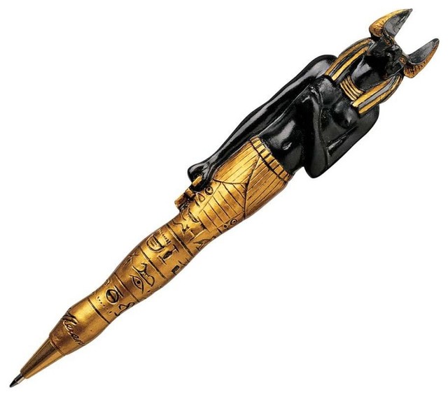 6" Ancient Egyptian Anubis Jackal God Sculpture Pen Traditional