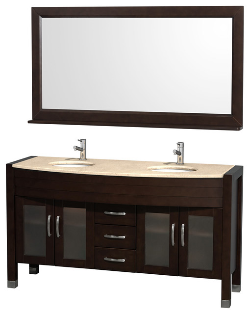 Daytona 60" Double Vanity With Ivory Marble Top &White Porcelain