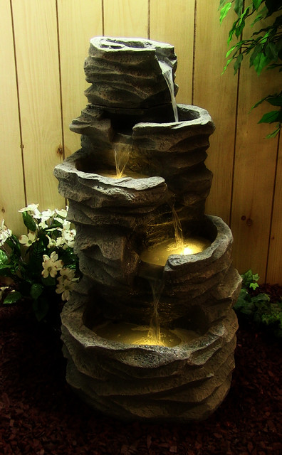Asian style fountain with lights Asian style fountain with lights