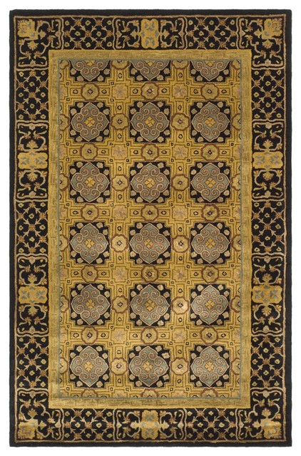 Classic Yellow/Black Area Rug CL301A - 6' x 9' - Traditional - Rugs ...
