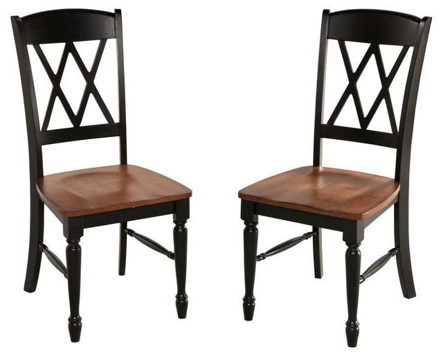 Home Styles Monarch Double XBack Dining Chairs Set of 2 Black