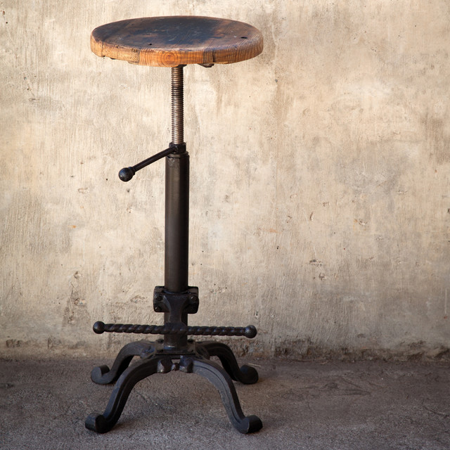 Vintage Bar Stool with Wooden Seat Traditional Bar Stools And