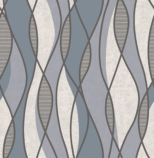 Gyro Charcoal Swirl Geometric Wallpaper Swatch Contemporary