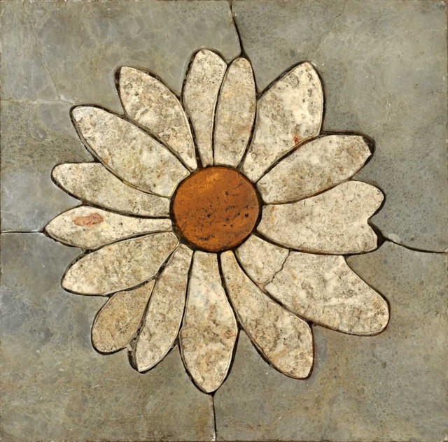Daisy Flower Mosaic Tile Pattern - Rustic - Tile Murals - by MozaicoArt