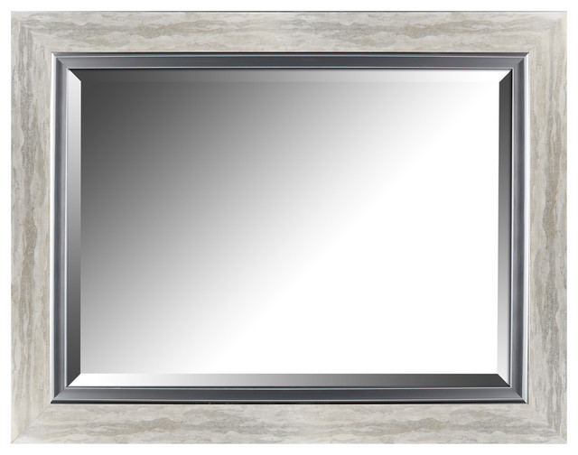 Hobbitholeco. 27.25"x35.25" Silver Leaf Gradient Frame With Liner Beveled Mirror Contemporary