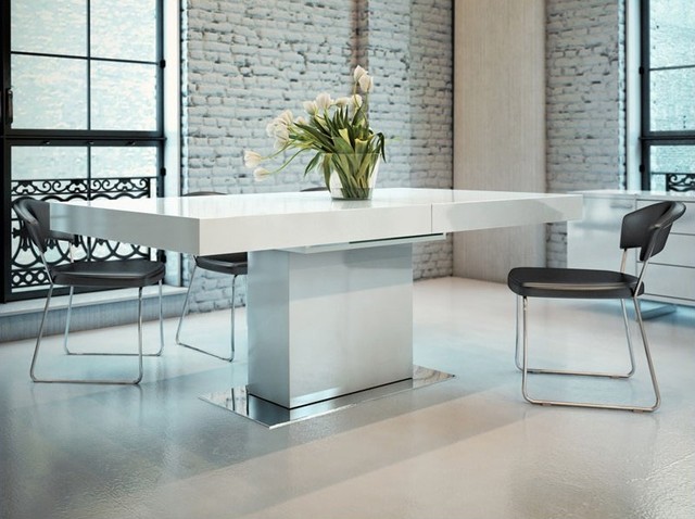 Modloft Astor Dining Table in White Lacquer  Modern  Dining Tables 