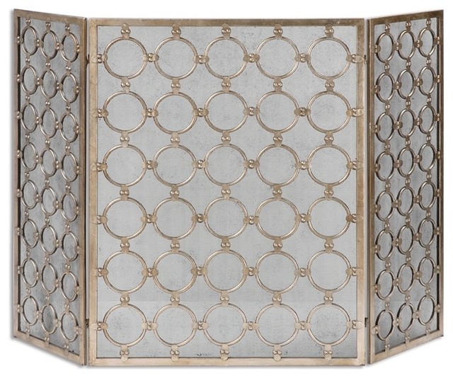 Silver Chain Circles Fireplace Screen, Mia Contemporary Fireplace