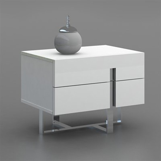 Casabianca Furniture Collins Nightstand In White Lacquered Chromed