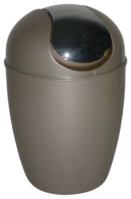 Bathroom Mini Waste Basket Countertop Trash Can Solid Shiny Taupe With ...