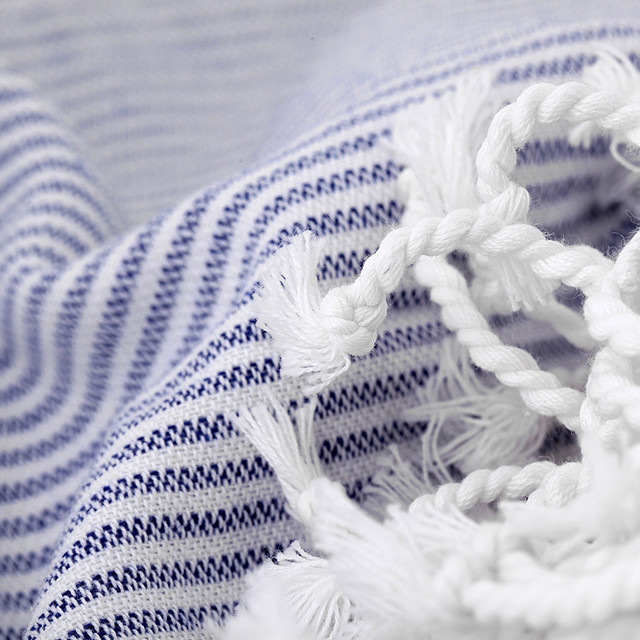 Turkish Bath Towel with Thin Dark Blue Stripes Mediterranean Bath