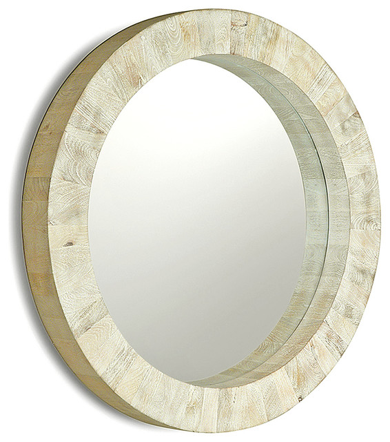 Kismet Coastal Beach Round Chunky Mango Driftwood Mirror Beach Style