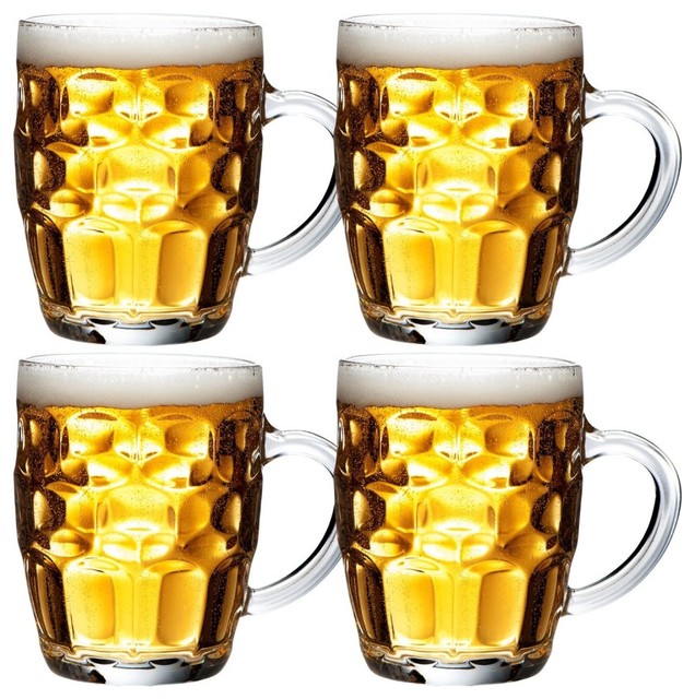 VonShef Set of 4 Pint Style Beer Mugs Traditional Beer Glasses by