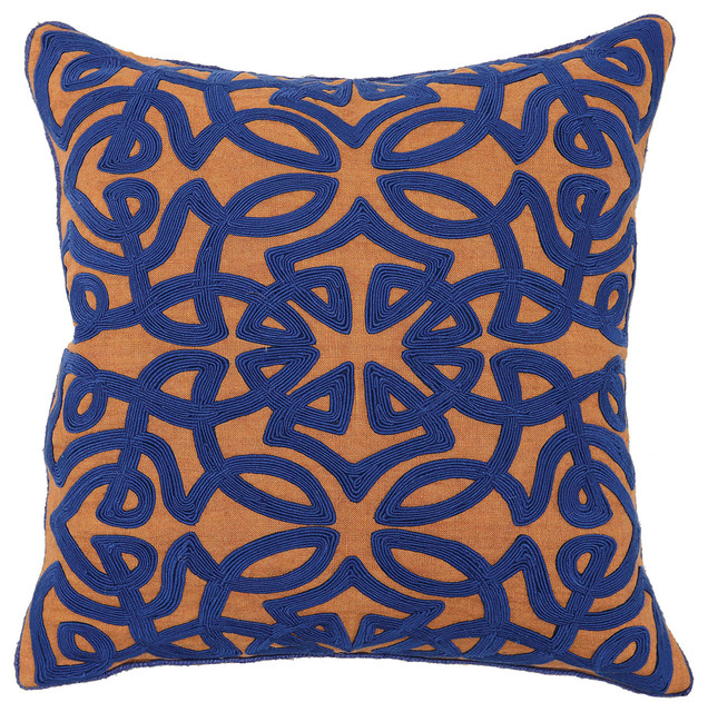 Jaden Sienna and Dark Blue Pillow - Transitional - Decorative Pillows - by Kosas
