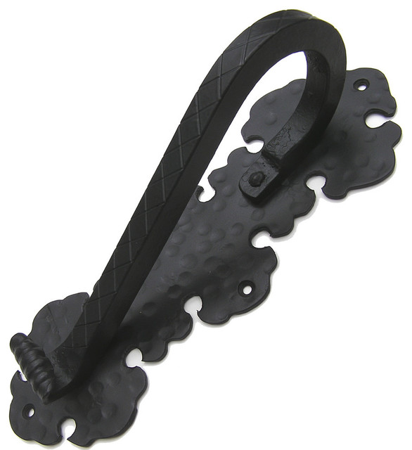 Square Handle Gothic Scroll Pull, Flat Black