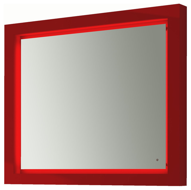 Due LED bathroom mirror 39"1/4. One Touch switch. Red