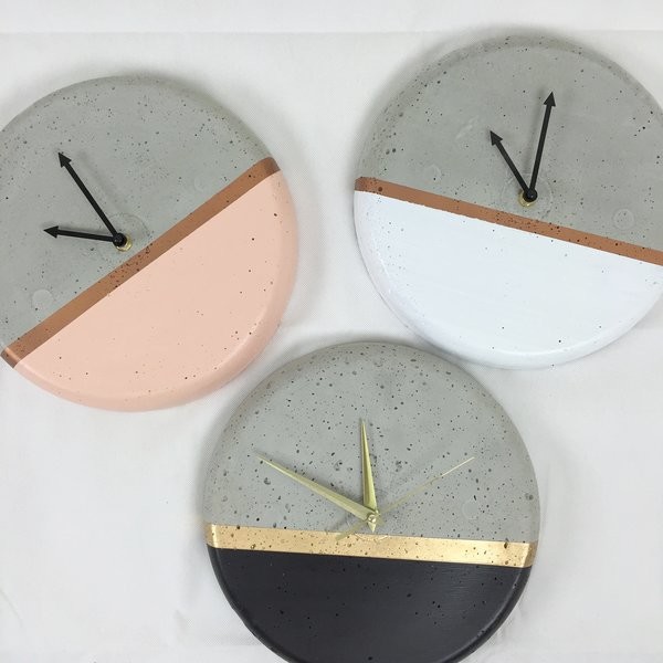 Dipped Concrete Clock 28cm Contemporary Wall Clocks Sydney by