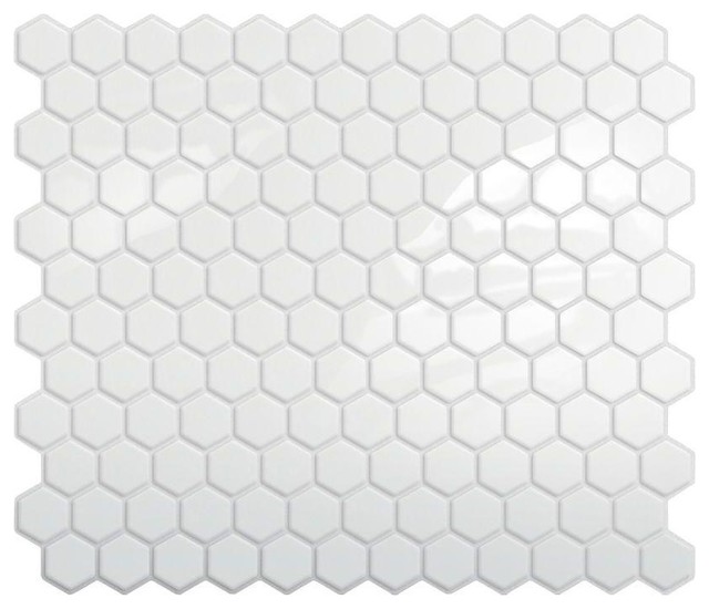 peel and stick white hexagon tile