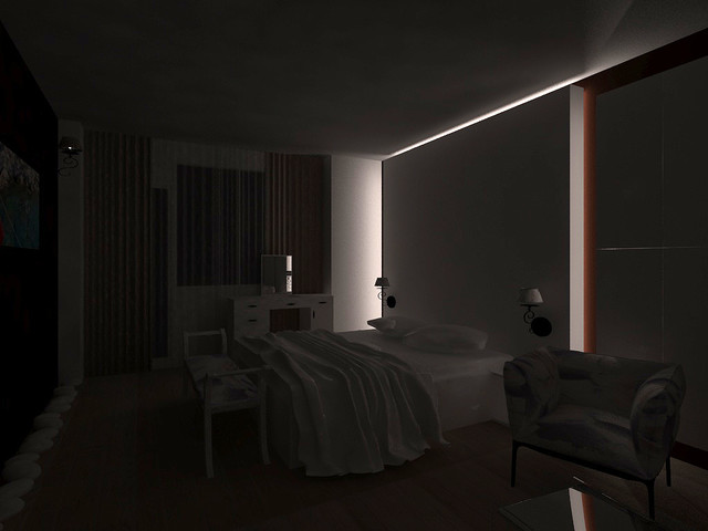 Bedroom with turn off lights.