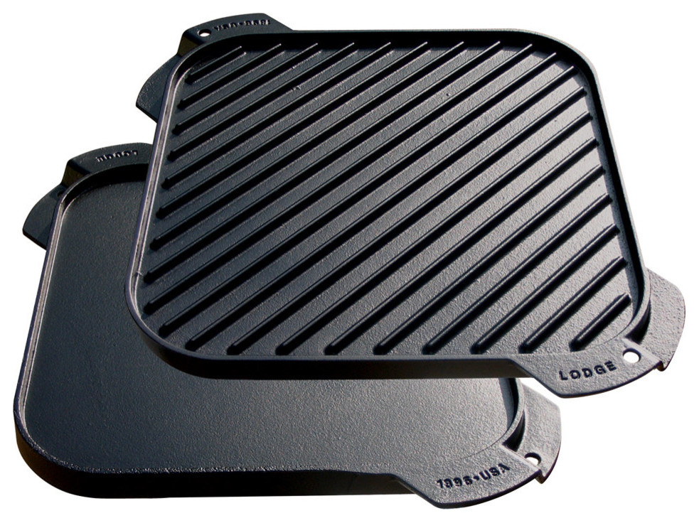 Lodge Pre Seasoned Cast Iron Single Burner Reversible Grill Griddle 10 9520 Hot Sex Picture 