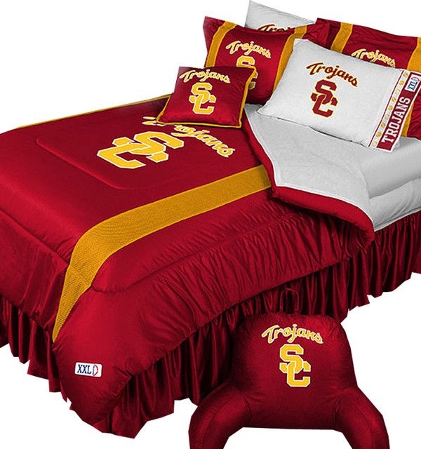 NCAA USC Trojans Comforter Pillowcase Set, College Bedding, King