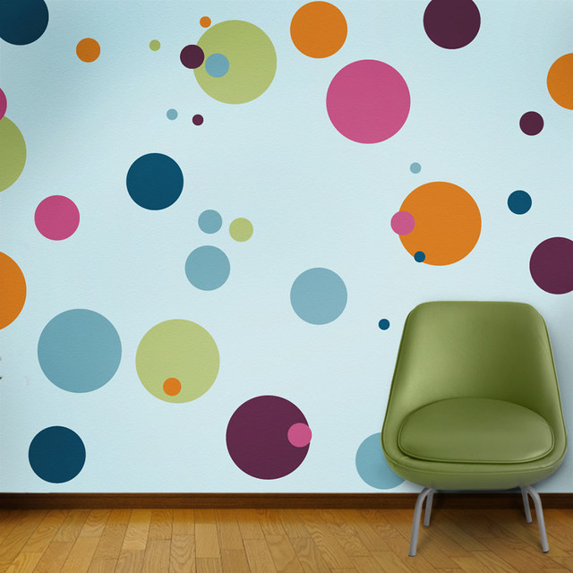 Polka dot circle wall stencils for painting contemporaneo ...