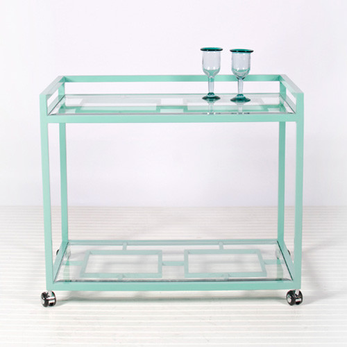 Hampton Indoor Outdoor Bar Cart in Turquoise Modern Bar Carts by