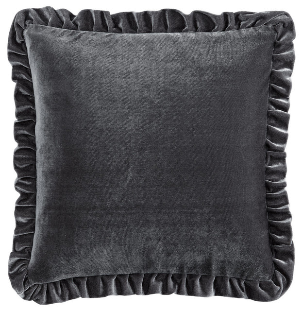 Velvet Cushion Cover, Dark Gray - Victorian - Decorative ...