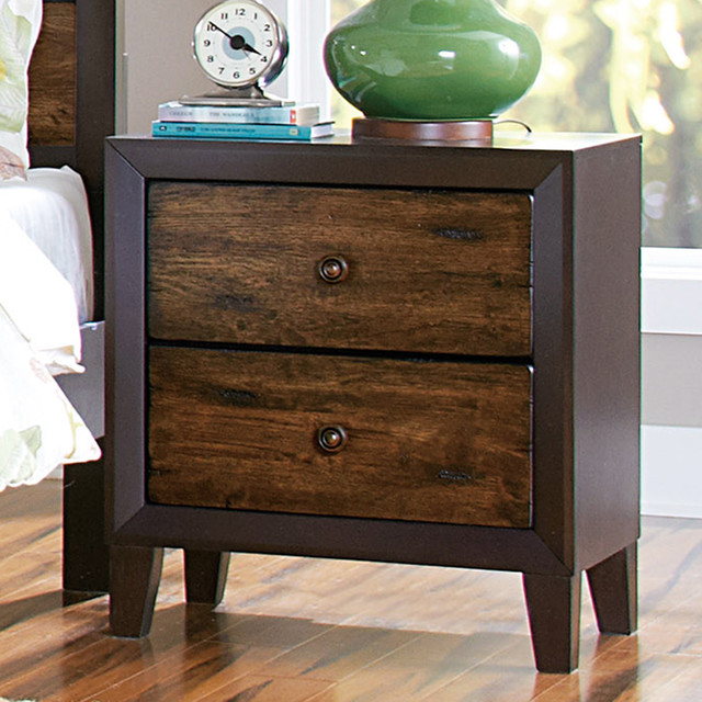 TRIBECCA HOME Draven Rustic Espresso Drifted Oak 2drawer Nightstand