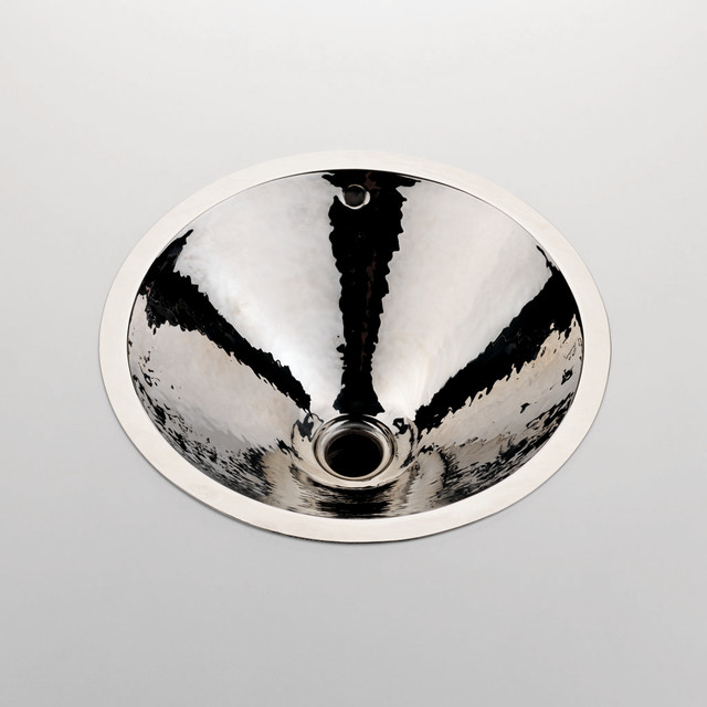 Normandy Hammered Copper Cone Drop In / Undermount Lavatory Sink Modern Bathroom Sinks by