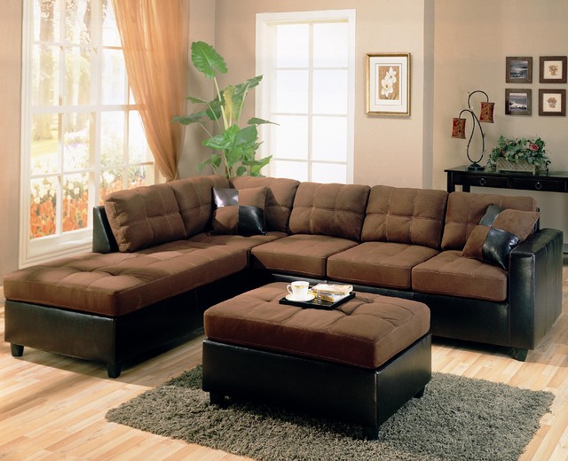 two tone brown leather sectional sofa