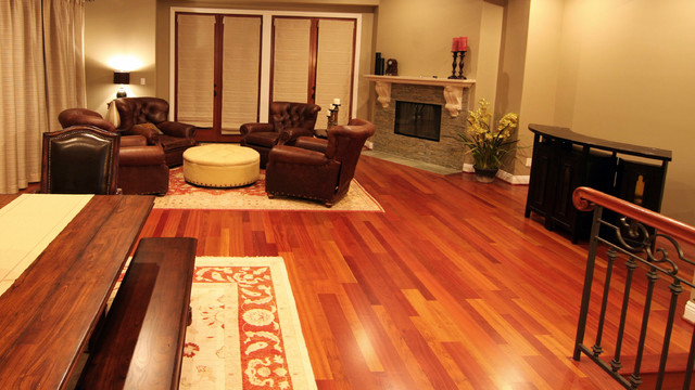Brazilian Cherry Hardwood Flooring. - Transitional - Living Room ...
