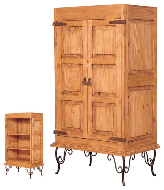 Rustic Pine And Iron Armoire Rustic Armoires And Wardrobes By Tres Amigos Furniture And