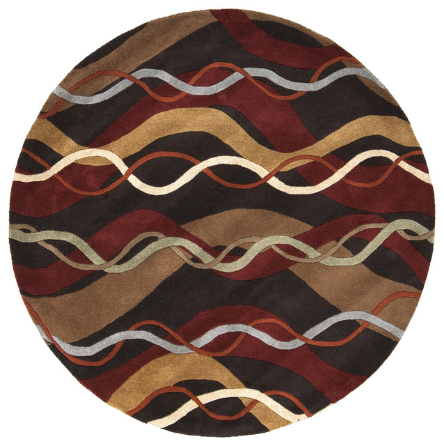 HandTufted Ann Wool Abstract Area Rug (4' Round) contemporaryrugs