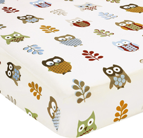 Owl Print Fitted Crib Sheet Contemporary Baby Bedding by Beds
