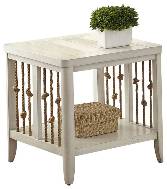 Dockside Rectangular End Table, White Beach Style Side Tables And End Tables by eFurniture