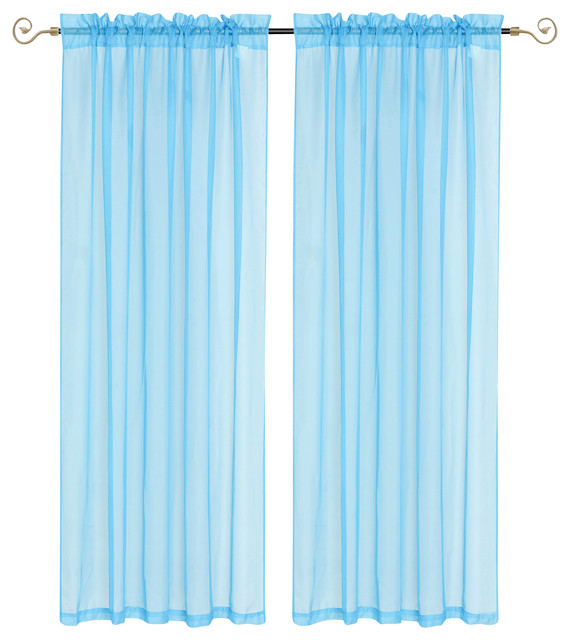 Lisa Sheer Curtain Panel 2-Pack, Blue - Modern - Curtains - by Kashi ...