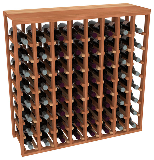64 Bottle Table Wine Rack, 12" Deep, Unfinished Redwood Wine Racks