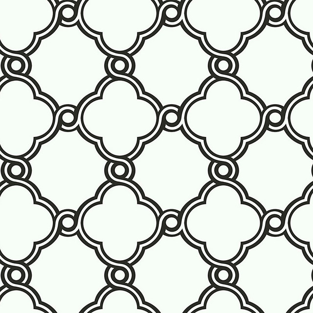 Fretwork Trellis Wallpaper Black/White Double Roll - Traditional
